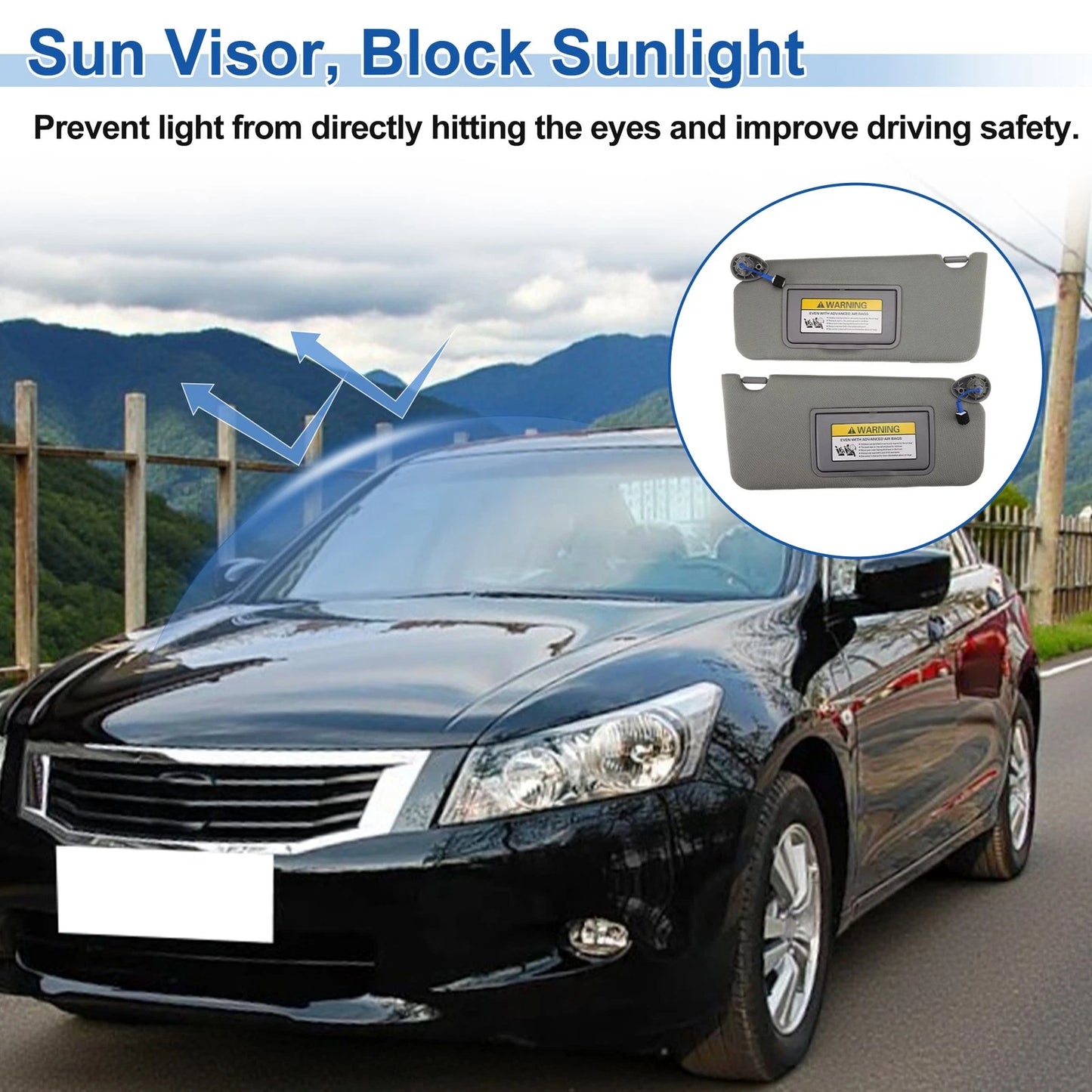 Set of 2 Sun Visors for Honda Accord (2008–2017) No. 83280-TA0-A91ZB Gray