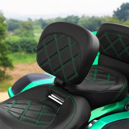 Green Stitching Driver Backrest Pad for Harley Touring Road Glide (2009-2023)