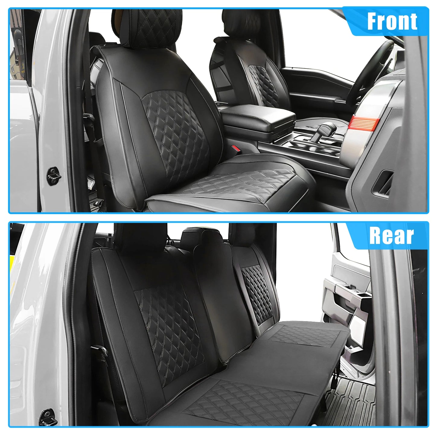 Set of 5 Black Front Rear Seat Covers for Toyota Tacoma (2005–2024)