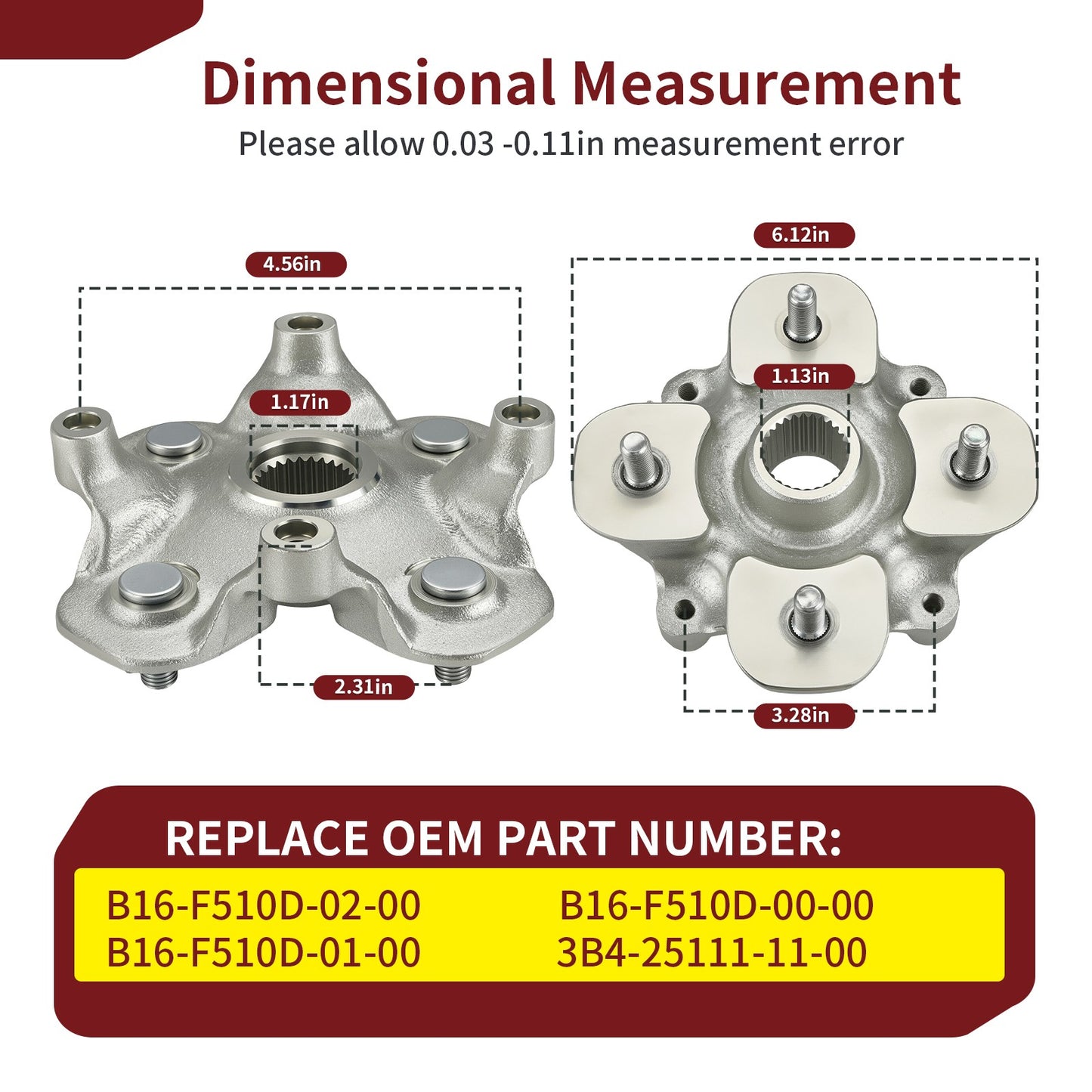 Front and Rear Wheel Hubs for Yamaha Grizzly 550 700 (2007–2018)