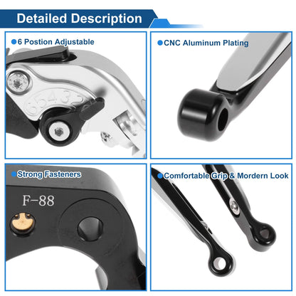 Short Long Brake Clutch Lever for Kawasaki ZX14R (2006–2023) Silver Black