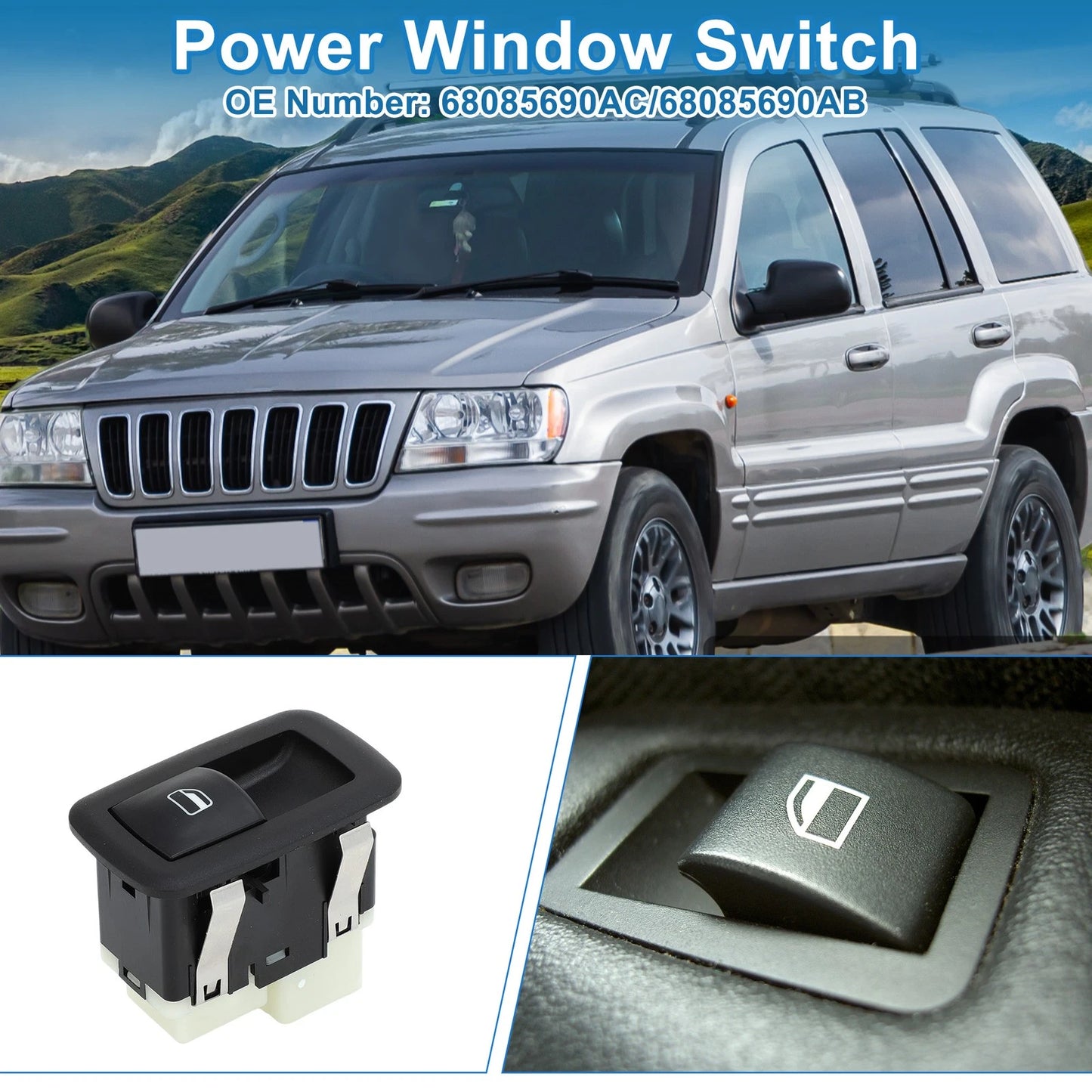 Rear Power Window Switch for Dodge Durango, Jeep Grand Cherokee (No. 68085690AC)