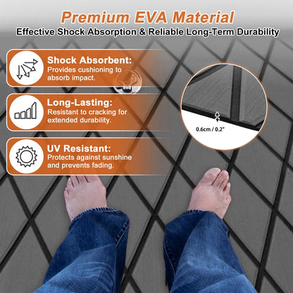 Self-Adhesive Boat Flooring Strip 96"L x 24"W Dark Gray with Black Line