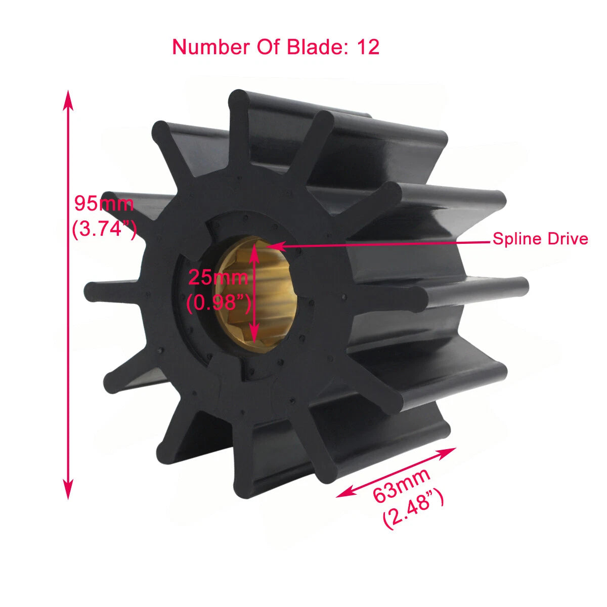12 Blade Neoprene Impeller Kit for Volvo Penta (21930184, 21730344)