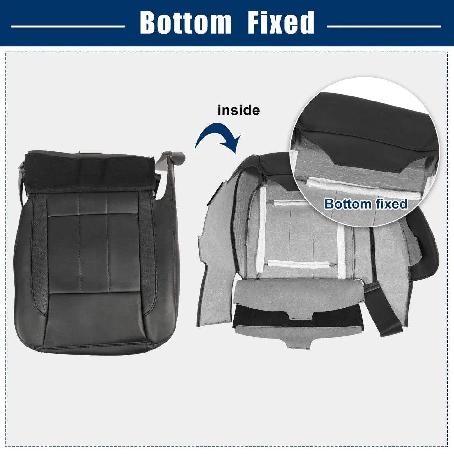 Black Faux Leather Seat Bottom Cover for Dodge Ram