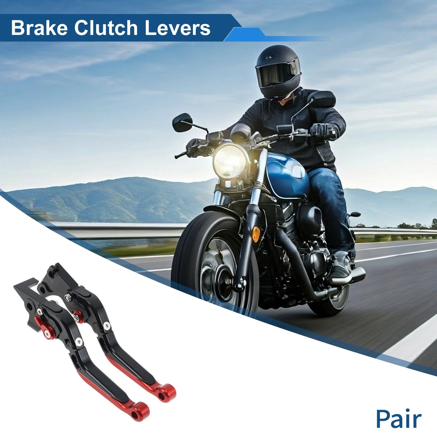 Short/Long Brake Clutch Levers for BMW G310R (2017–2021) Black Red End 1 Pair