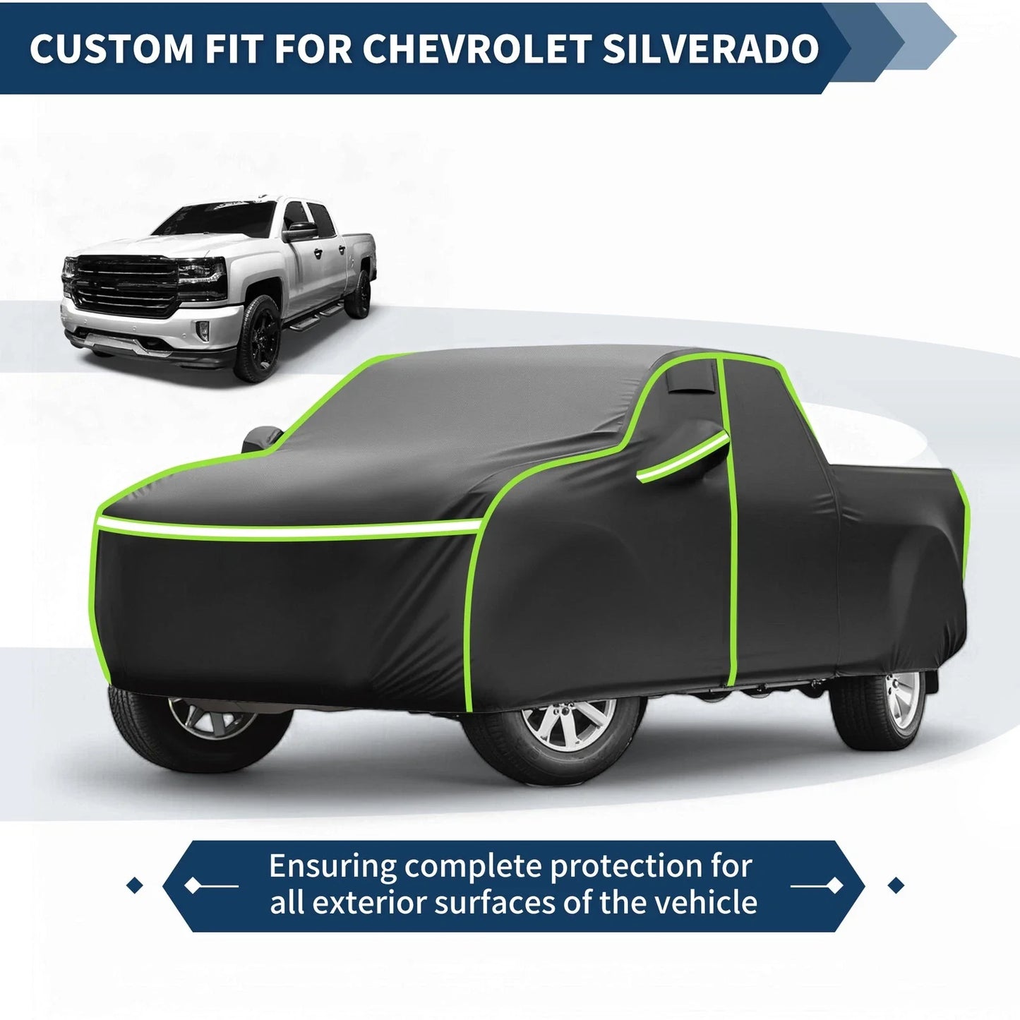 Waterproof Car Cover for Chevrolet Silverado Crew Cab 6.6ft Short Bed (2000-2018)