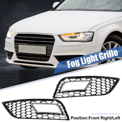 Set of 2 Front Bumper Fog Light Mesh Grille Covers for Audi A4 B8.5 (2013–2016) Chrome