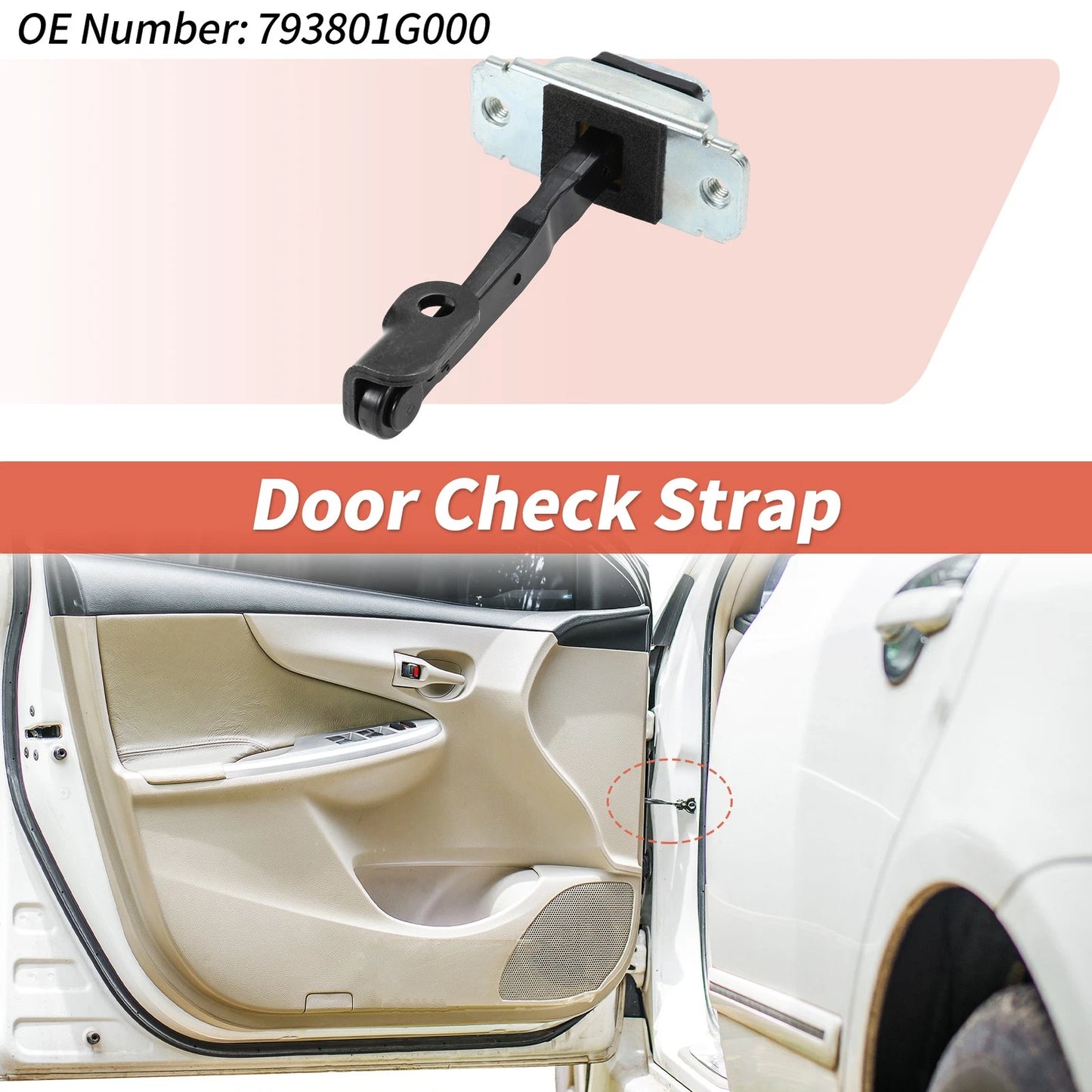 Front Left Door Check Strap for Hyundai Accent (2006–2011) No.793801G000