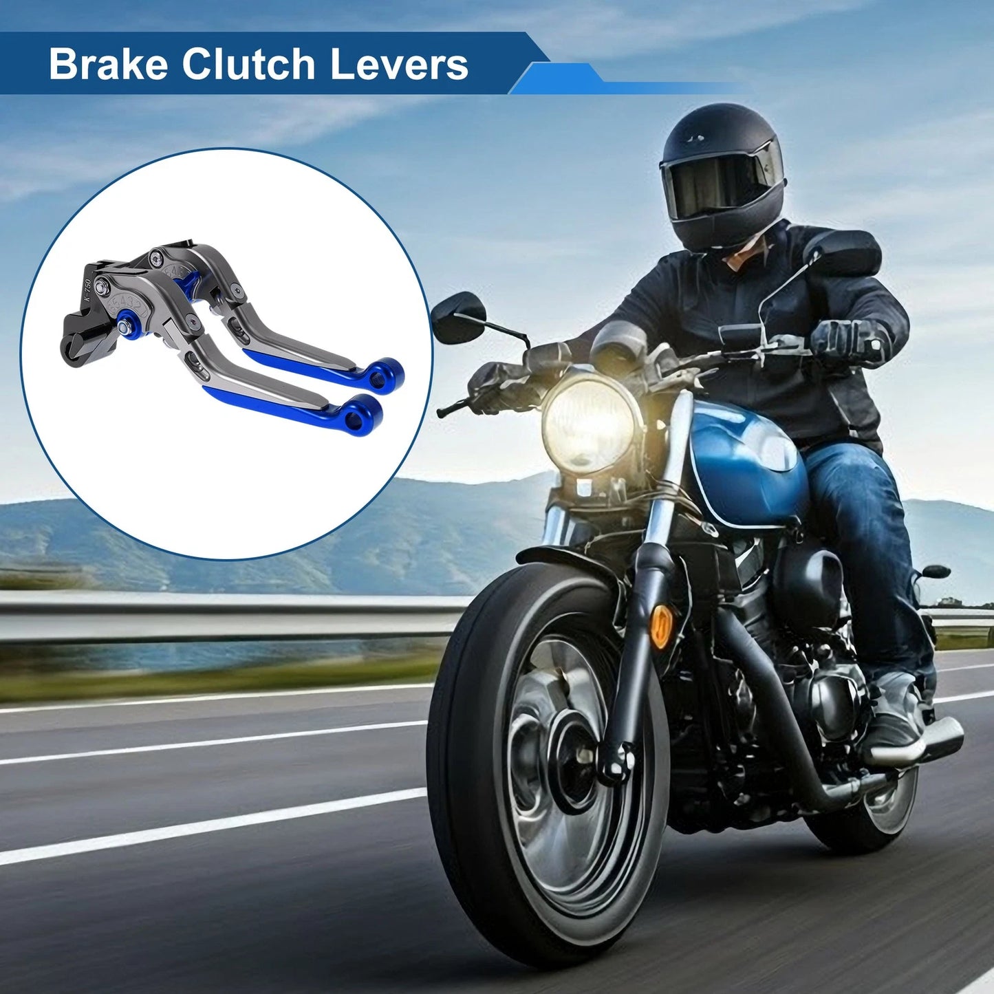 Adjustable Brake Clutch Levers for Kawasaki Ninja 650R (2012–2018) - Titanium Blue