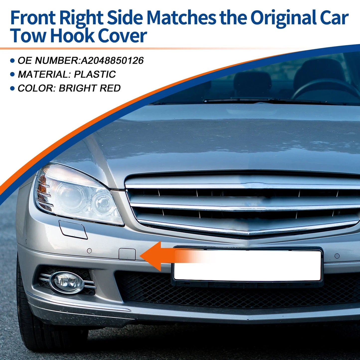 Front Car Bumper Tow Hook Cover for Mercedes-Benz C-Class W204 (2007-2014)