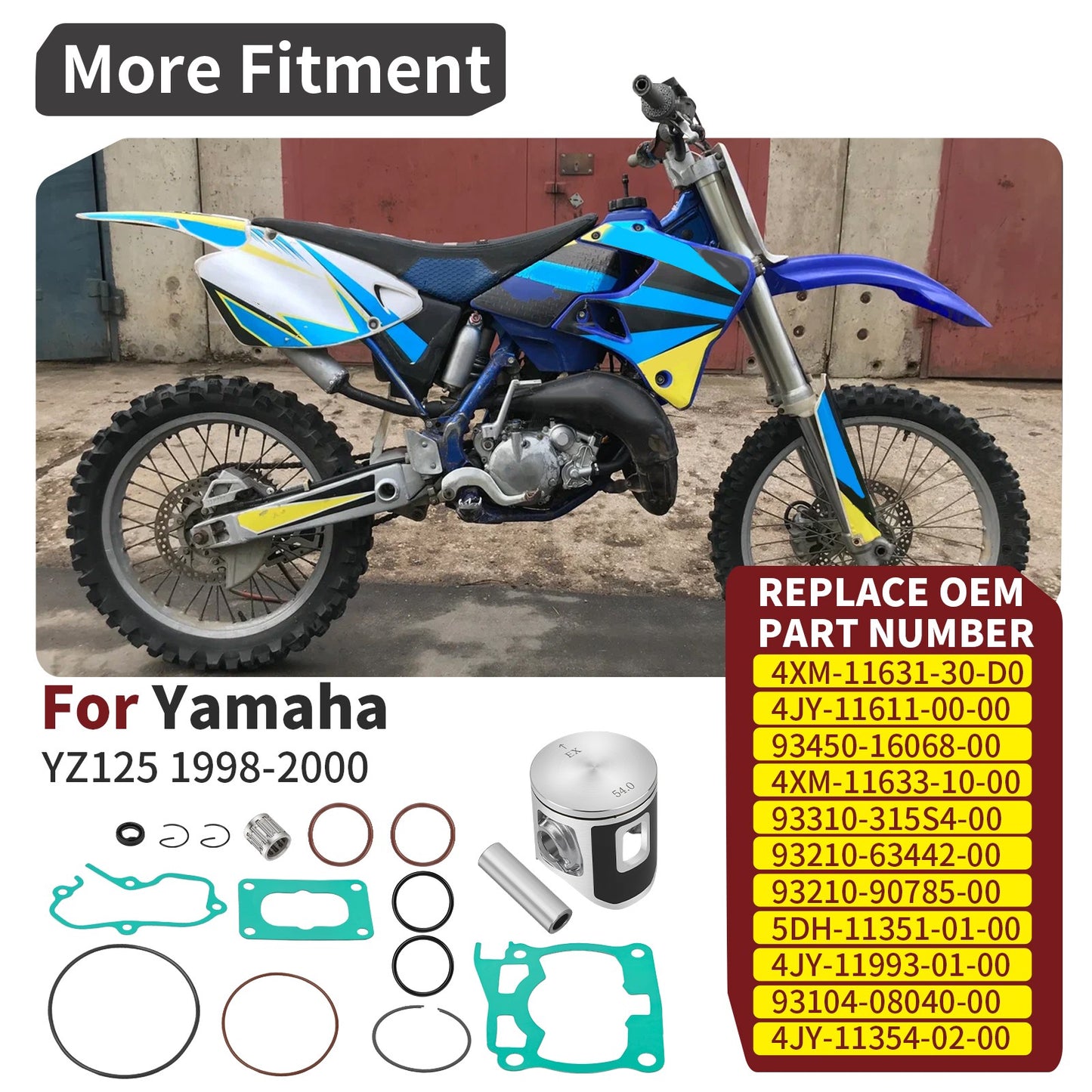 Piston Rings Kit for Yamaha YZ125 (1998–2000)