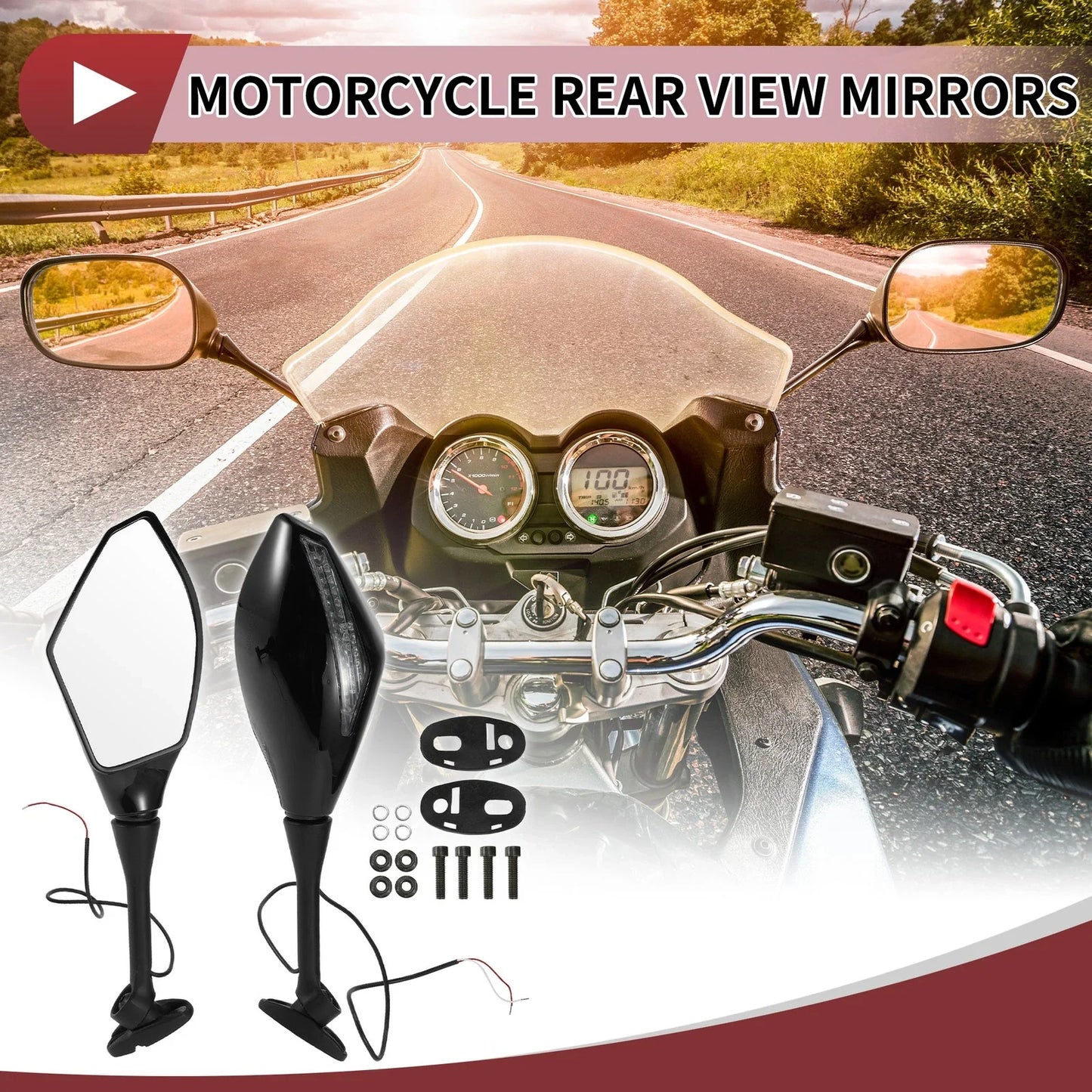 Set of 2 Motorcycle Rear View Mirrors for Honda CBR600RR (2003-2014)