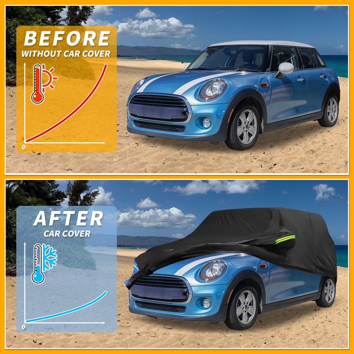 Waterproof Car Cover with Door Zipper for Mini Cooper 4DR (2014–2024)