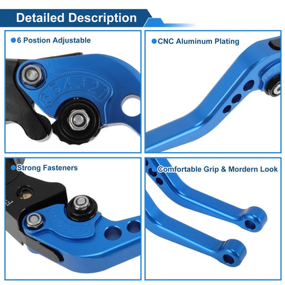 Adjustable Short Brake Clutch Levers for Yamaha YZF-R7 (2021–2025) - Blue