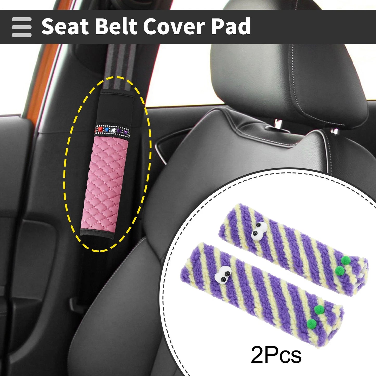 Set of 2 Seat Belt Cover Pads for Universal Use (24cm)