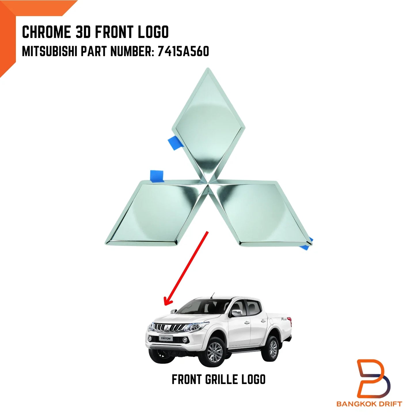 Front Grille Logo Emblem for Mitsubishi Triton Ute (2015-2019)