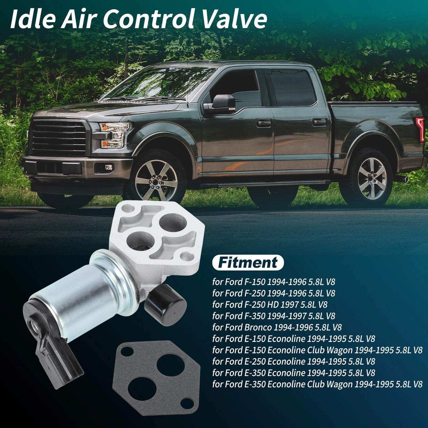 Idle Air Control Valve w/ Gasket for Ford F-150 F-250 (1994–1996) No.F6TZ9F715HA