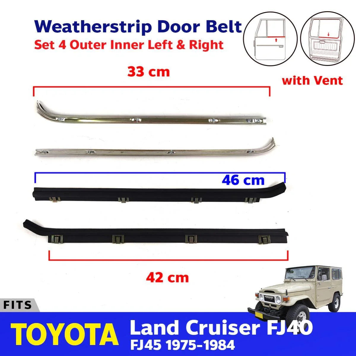 Weatherstrip Door Belt w Vent Fits Toyota Land Cruiser FJ40 FJ45 BJ 1975-84 EBDE