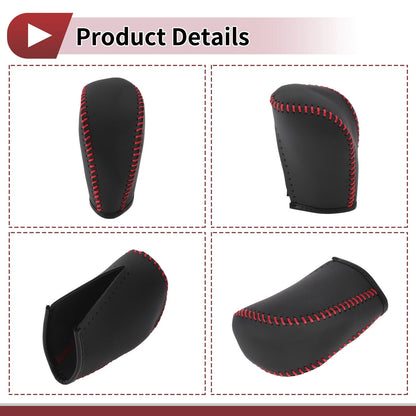 1 Pc Gear Shift Knob Cover for Subaru Forester (2006–2012) Black Red Faux Leather