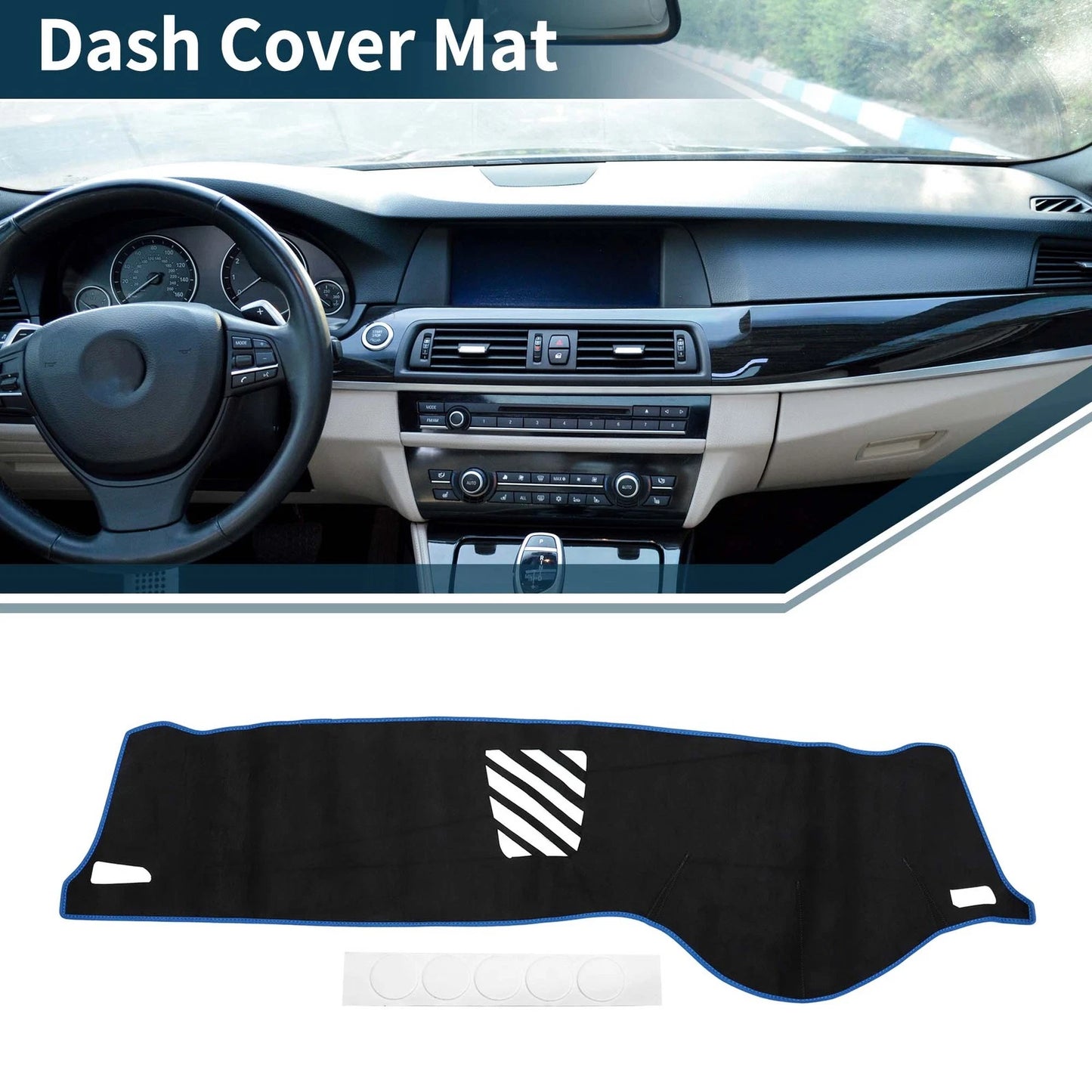 Dashboard Cover Mat for BMW 5 Series F10 F11 (2010–2017) Black Blue