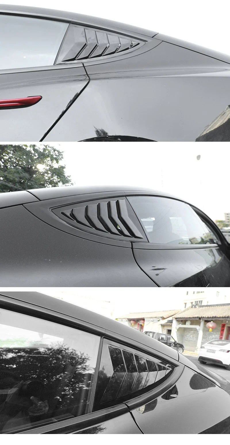 Rear Side Window Glass Louvers Cover Trims for Tesla Model 3 (2024–2025)