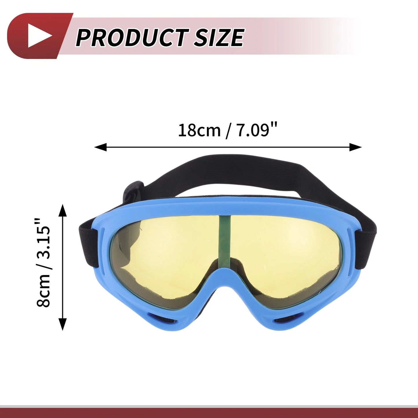 Motorcycle Riding Goggles Yellow Lens Light Blue Frame (PC PU)