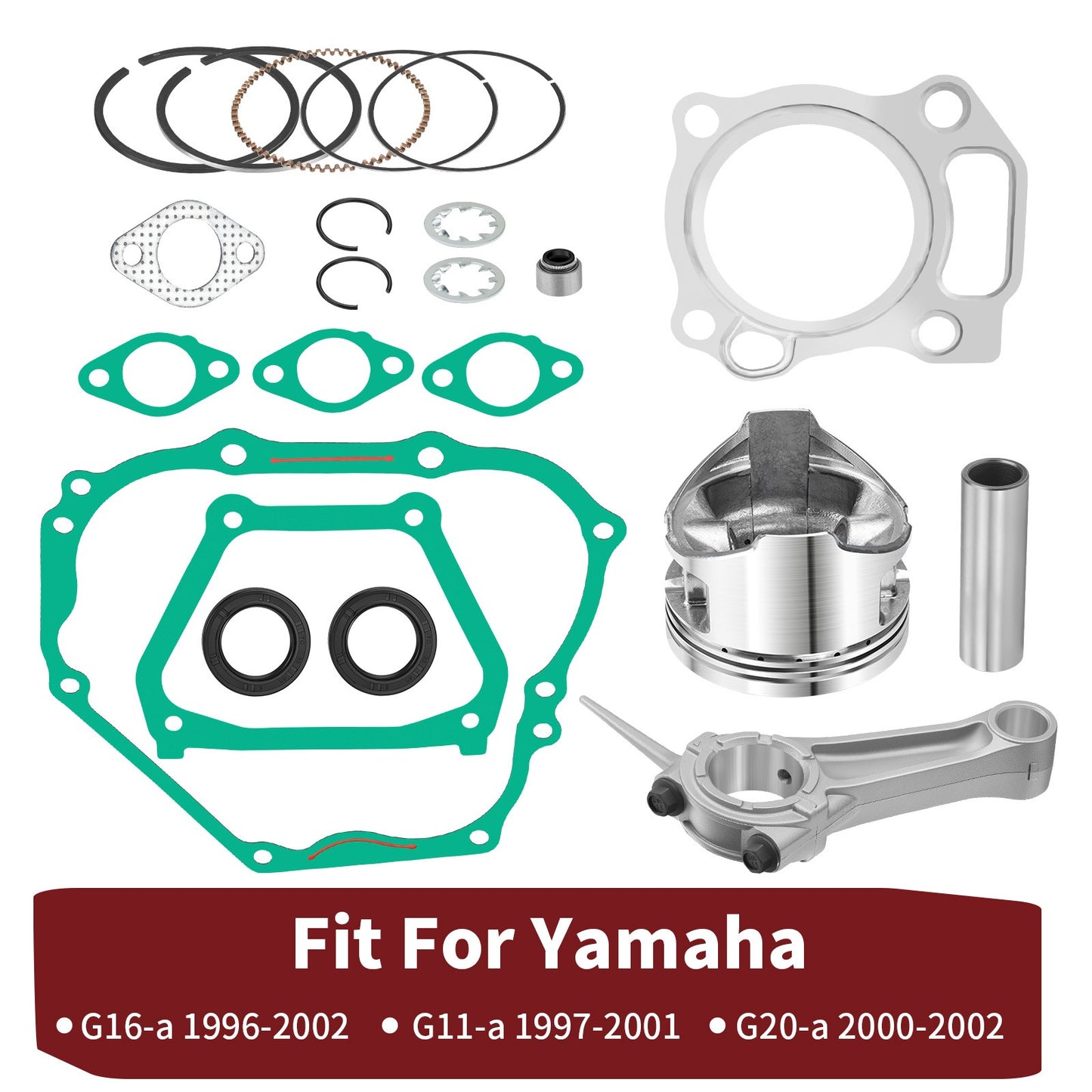 Piston Gasket Rebuild Kit for Yamaha Golf Cart G16-G20 (301CC)