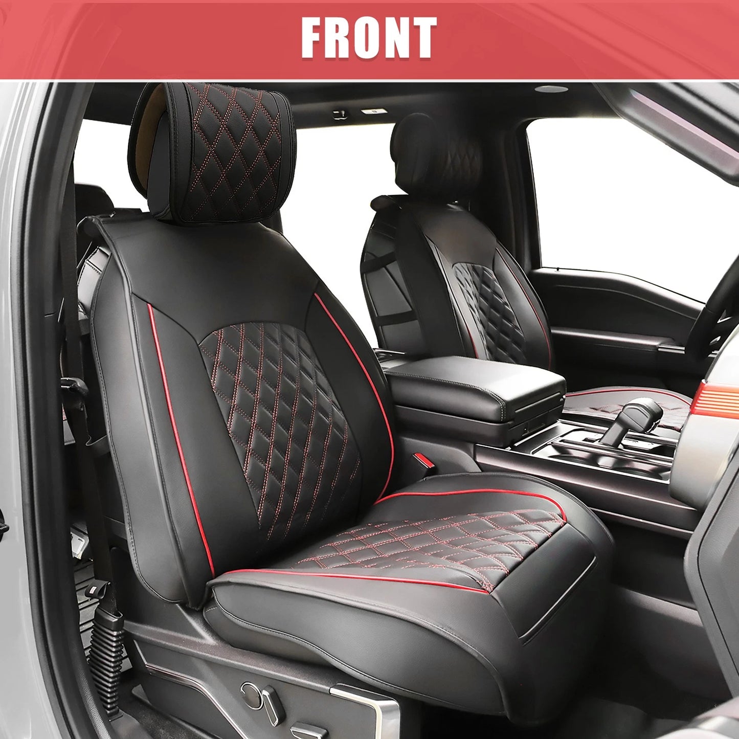 Set of 2 Front Seat Covers for Chevrolet  Black Red