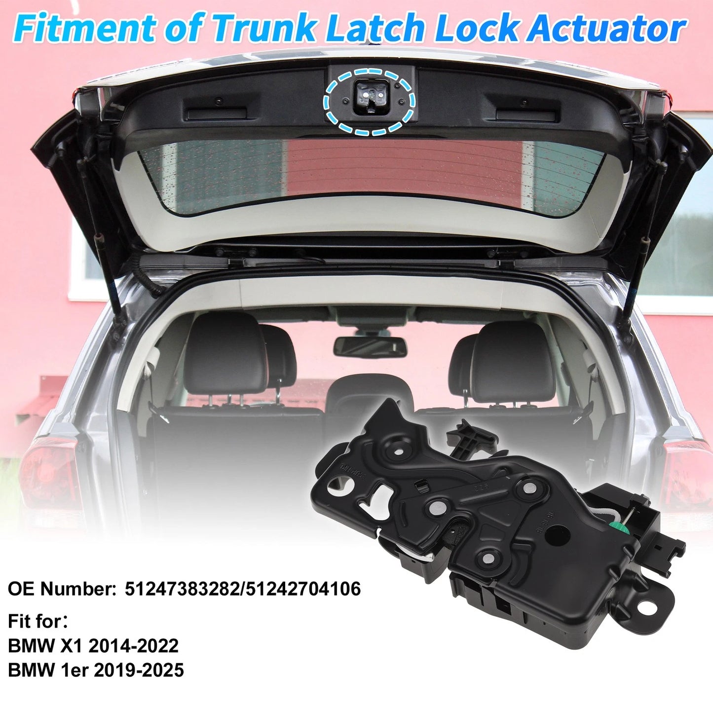 Rear Trunk Latch Lock Actuator for BMW X1 (2014–2022) 4 Pins 51247383282