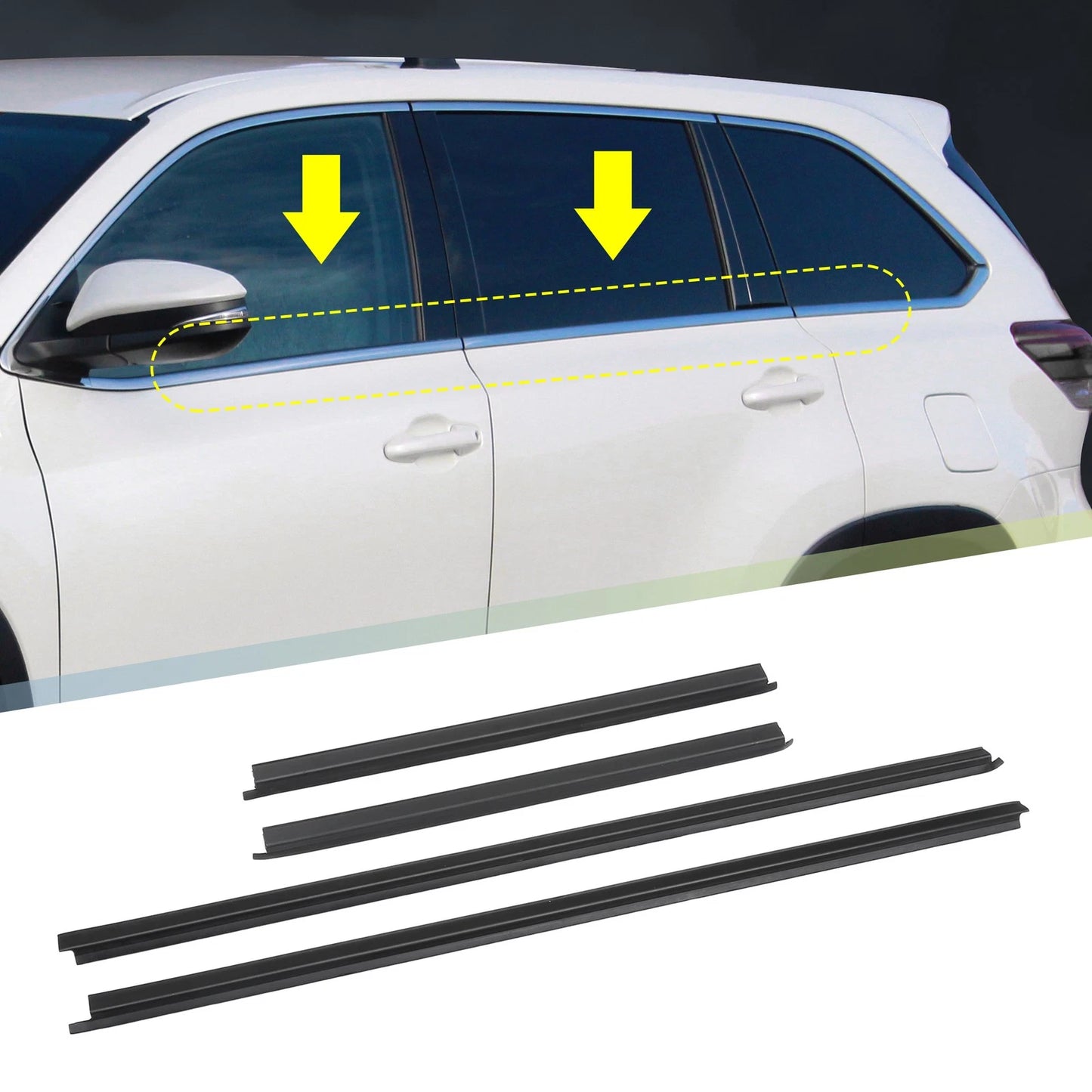 Set of 4 Window Glass Seals for Nissan D21 (1986–1997)