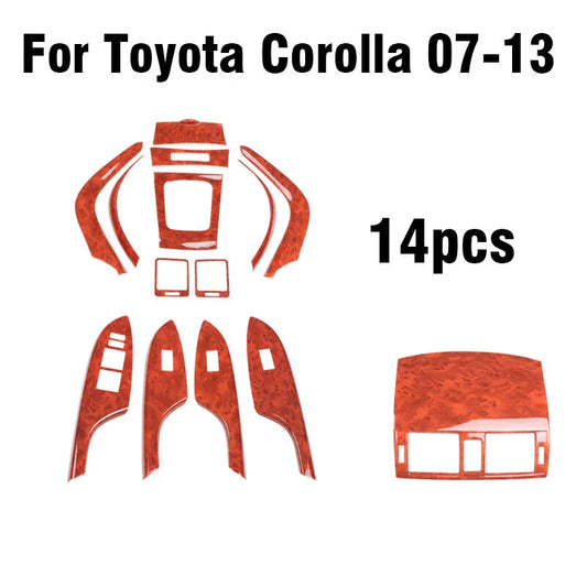 Wood Grain Interior Kit Cover Trim 14X for Toyota Corolla (2007–2013)