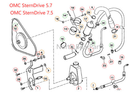 Power Steering Pump for Mercruiser Volvo Penta OMC 4.3L 5.0L 5.7L 7.4L (1990–2023)