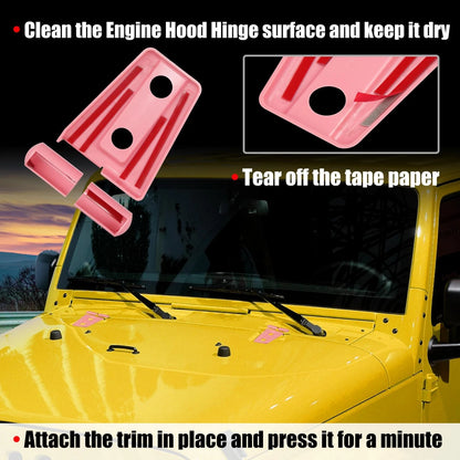 2X Engine Hood Hinge Cover for Jeep Wrangler (2007–2018) Pink