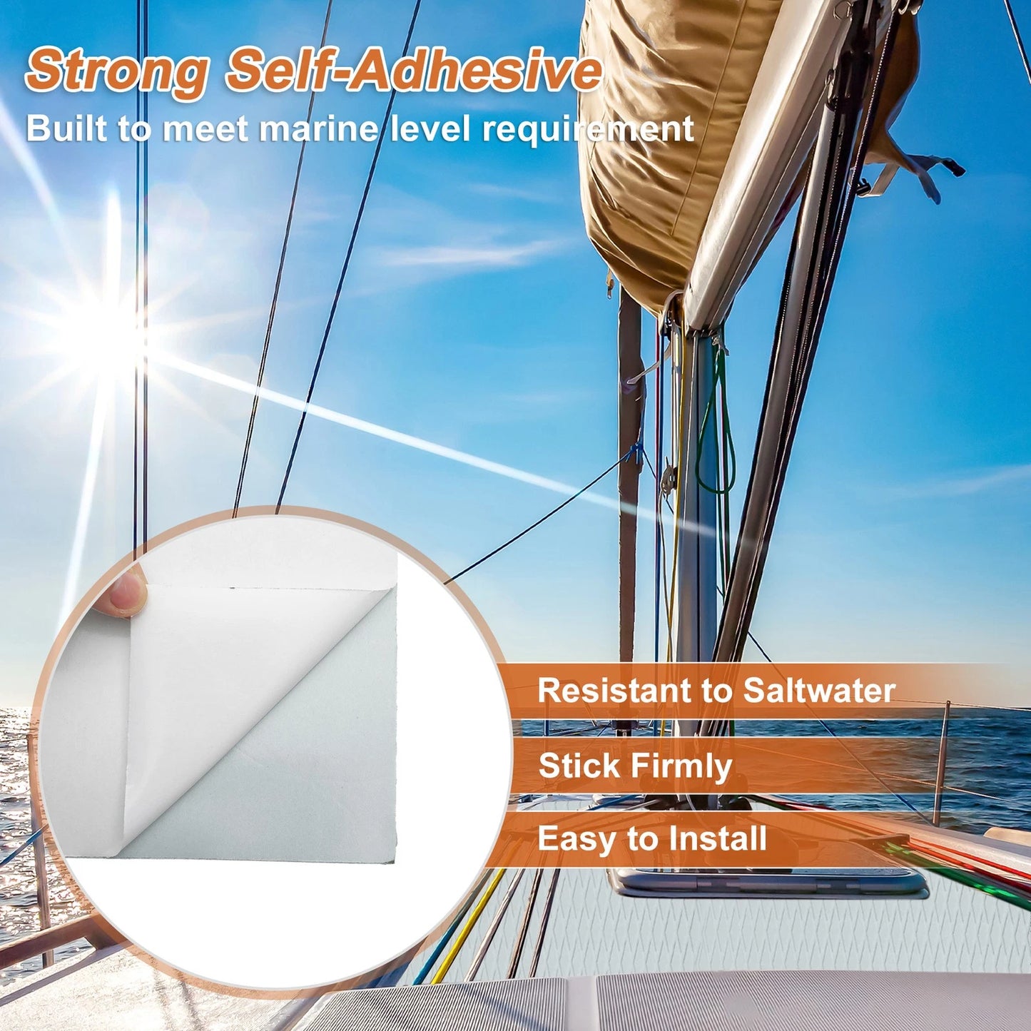 Self-Adhesive Boat Flooring Strip for Various Models (96" L x 17" W)