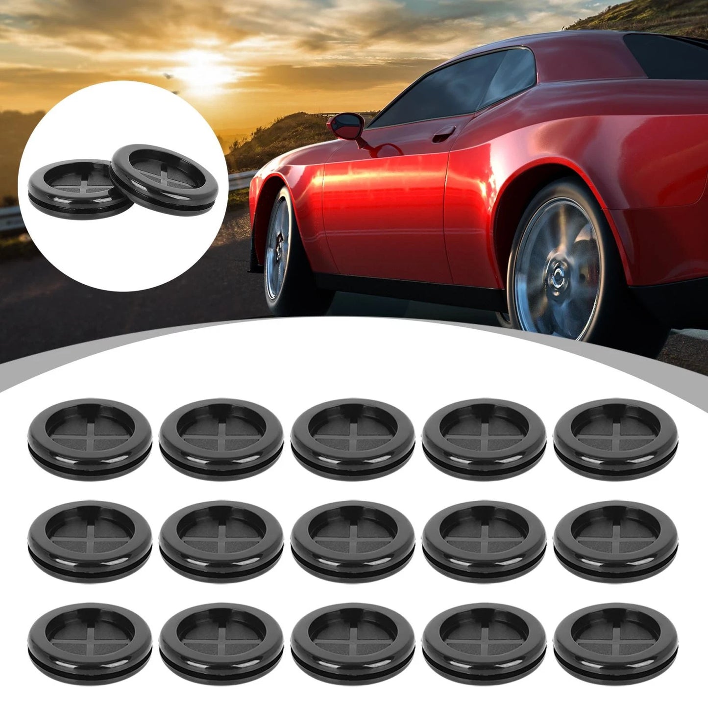 25pcs 35mm Rubber Grommets for Car Electric Cable Protector (Fits Various Models)