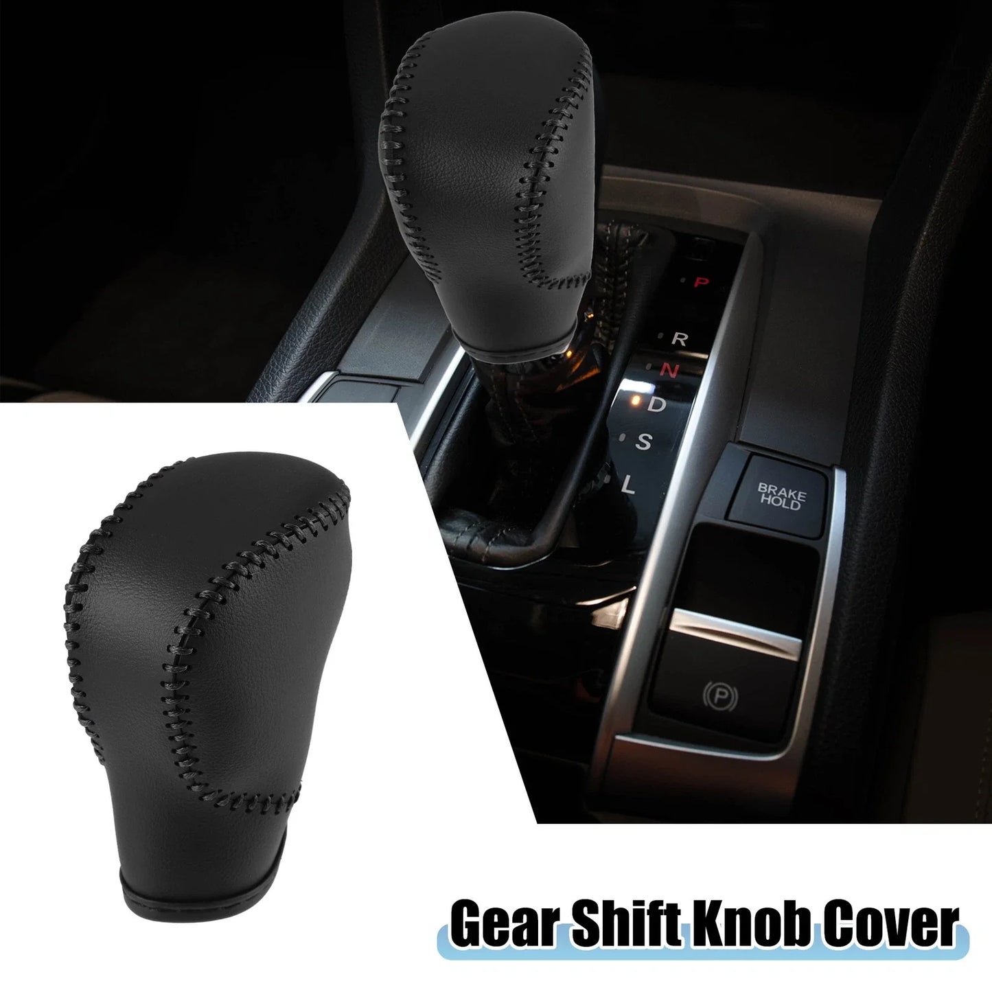Gear Shift Lever Cover for Honda 11th Civic 2022-2023 Black Faux Leather