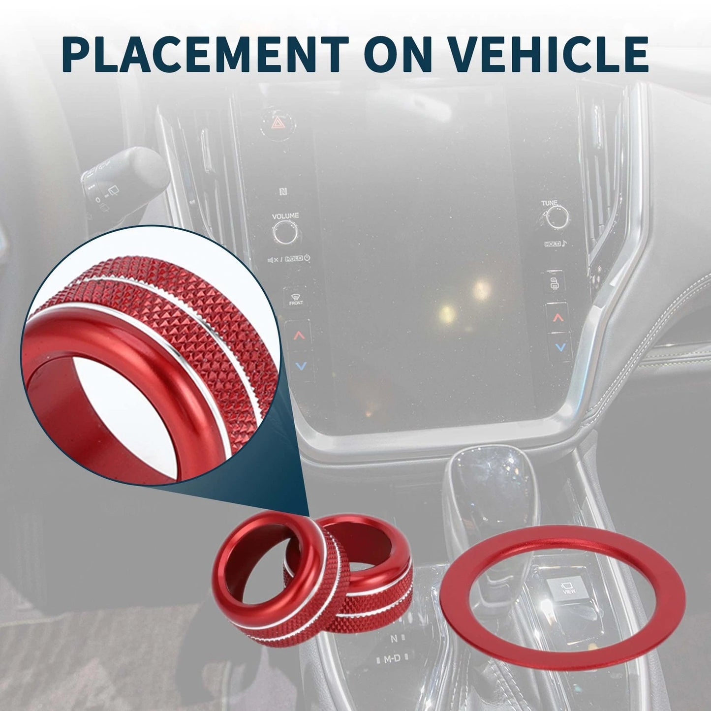 Set of 3 Media Tune Engine Start Button Knob Cover Ring for Subaru WRX (2022–2023) Red