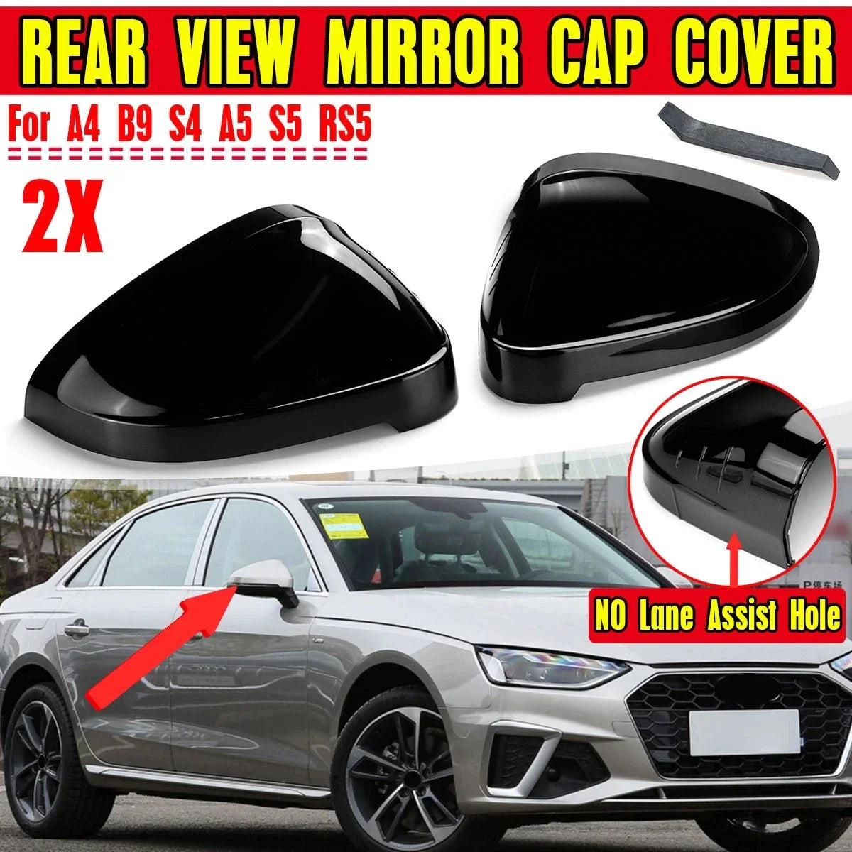 Mirror Cover Cap Gloss Black for Audi A4 S4, A5 S5 RS5 (2017–2025)