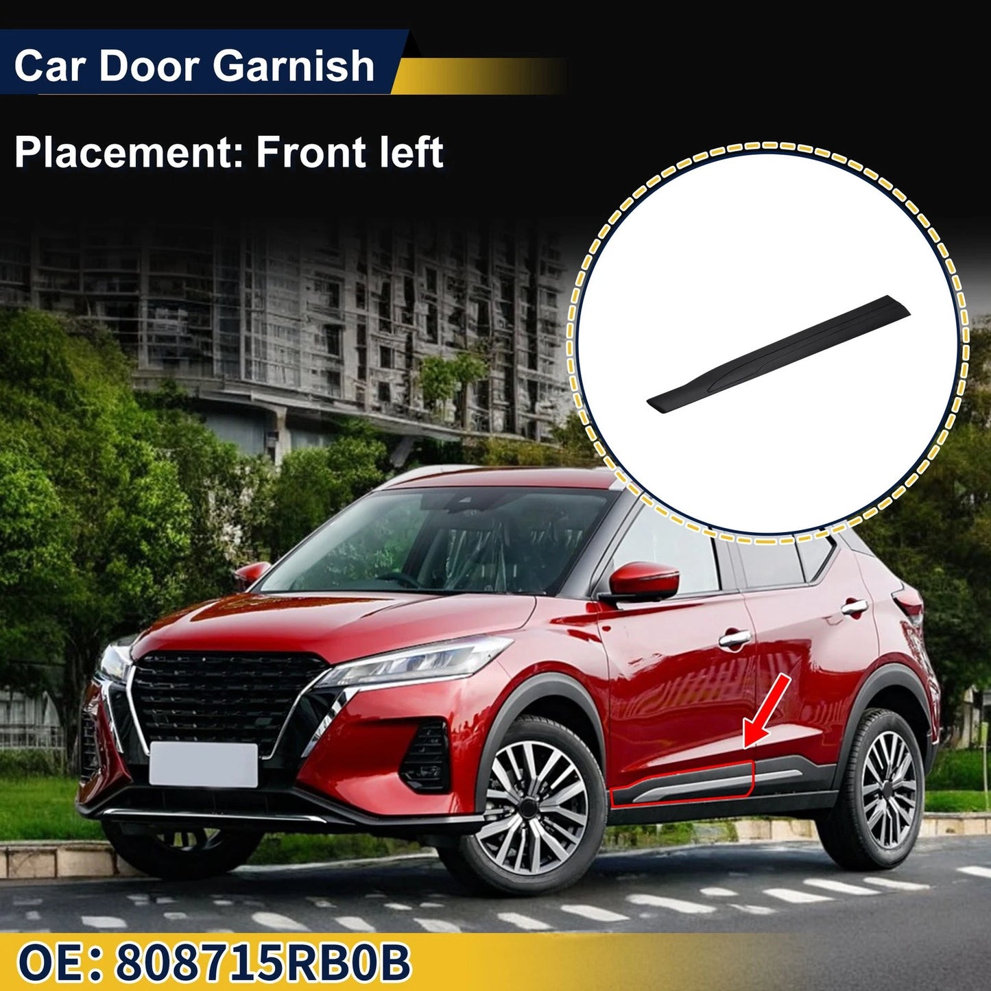 Door Side Lower Trim Front Left No. 808715RB0B for Nissan Kicks (2018–2023)