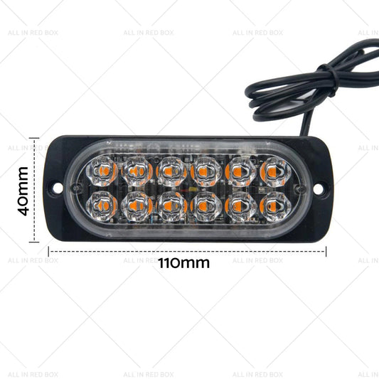 1 LED Emergency Flashing Warning Lights White Amber 12/24V