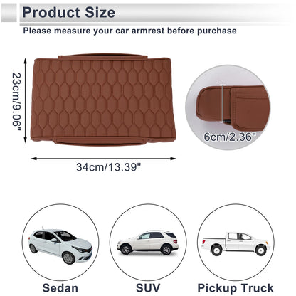 Center Console Cover for Car (13.39"x9.06"x2.36", Light Brown)