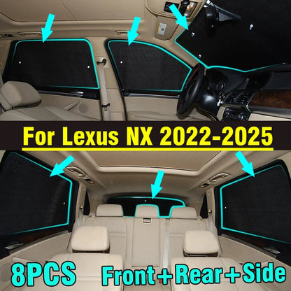 8X Front Side Rear Window Windshield Privacy Sunshade for Lexus NX (2022–2025)