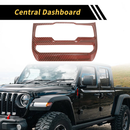 Dashboard Center Console Window Control Panel Cover for Jeep  Carbon Fiber Red