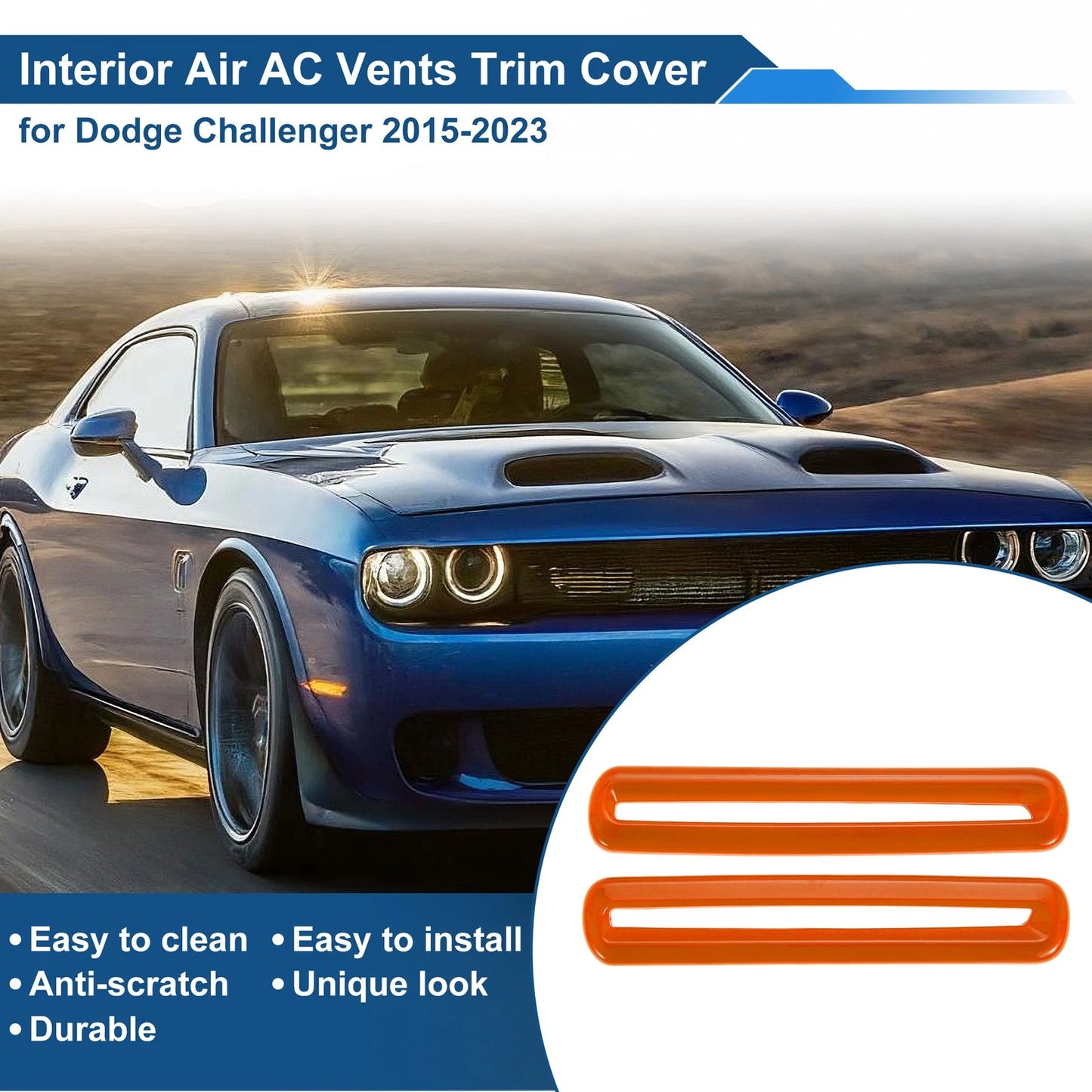 2X Air Condition Outlet Vent Trim Cover Frame for Dodge Challenger (2015–2023)