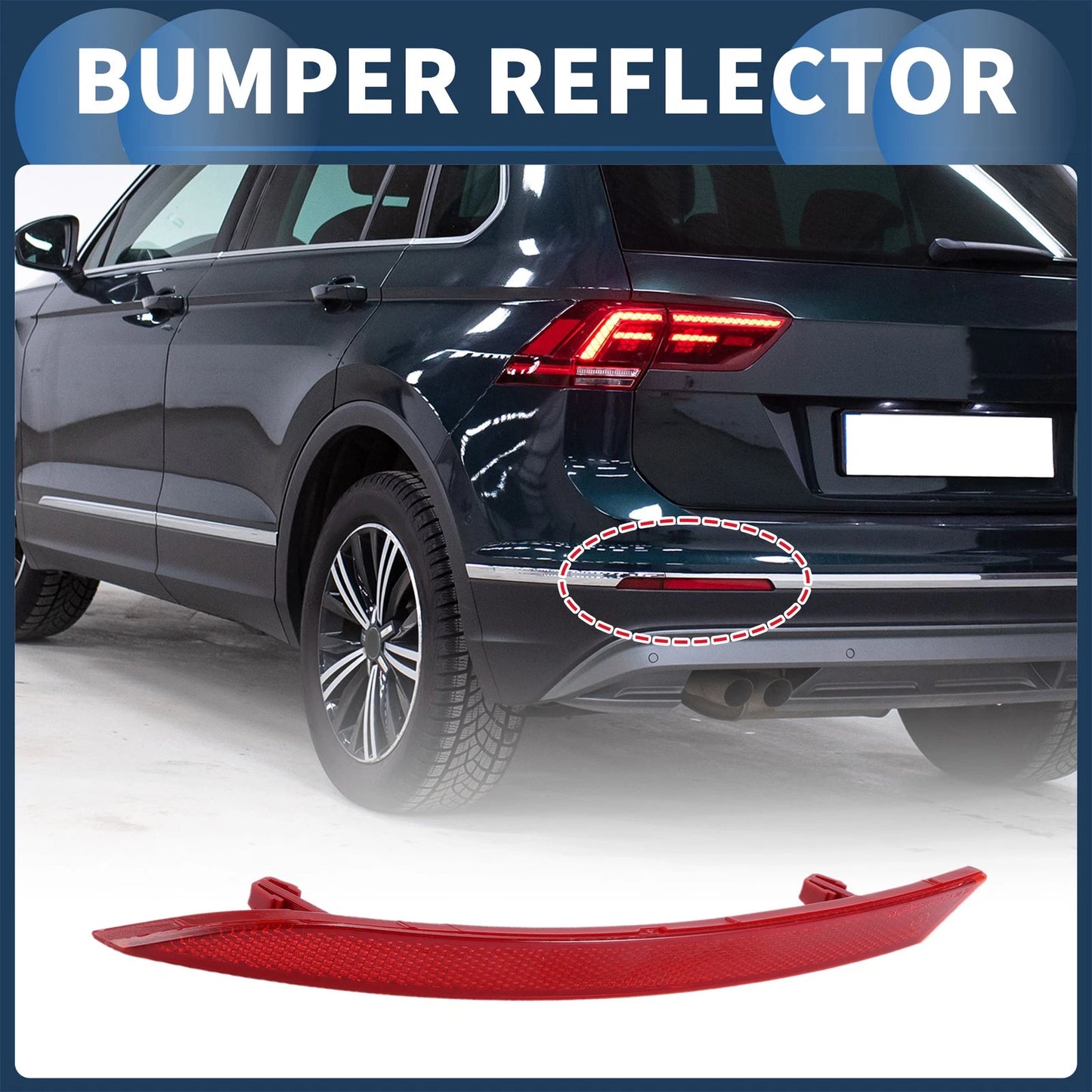 Bumper Reflector No. 3C8945105B for Volkswagen CC (2008–2012) Rear Left