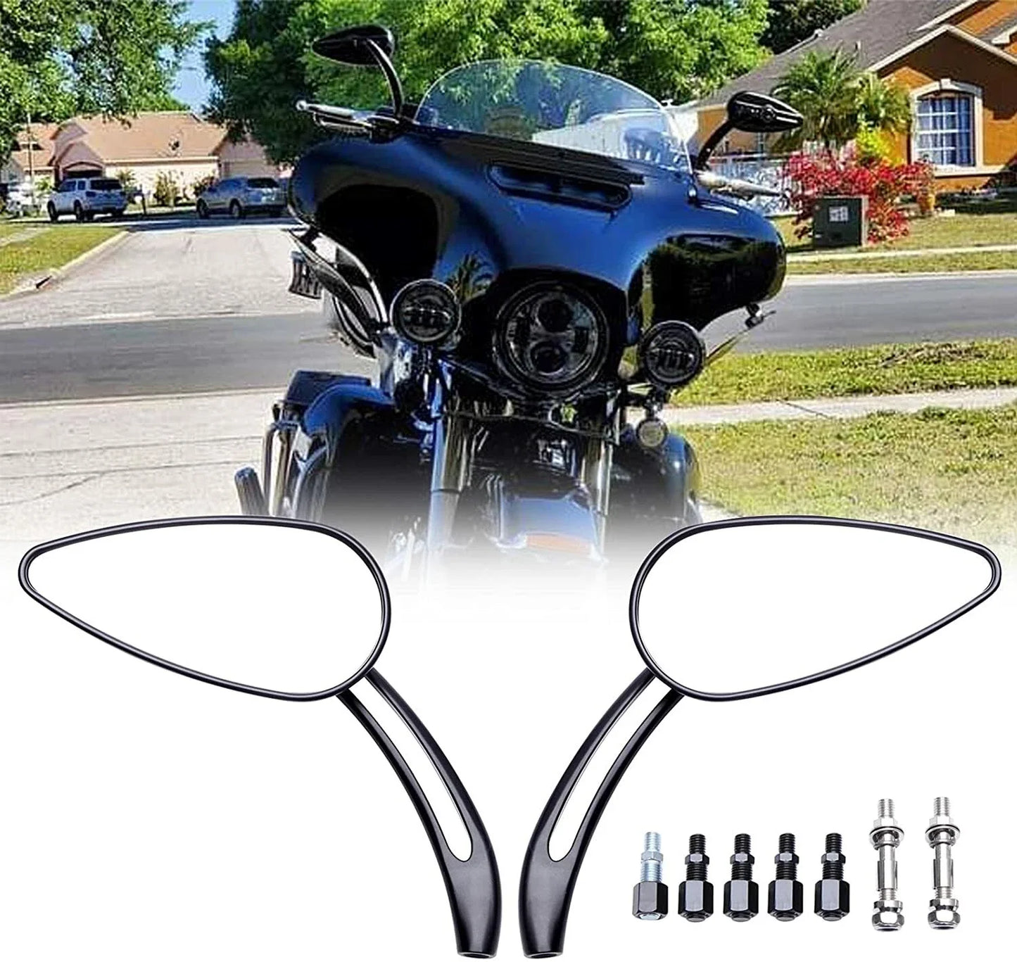BLACK Rearview Mirrors with Skull Head for Harley-Davidson Fatboy (1990-2023)