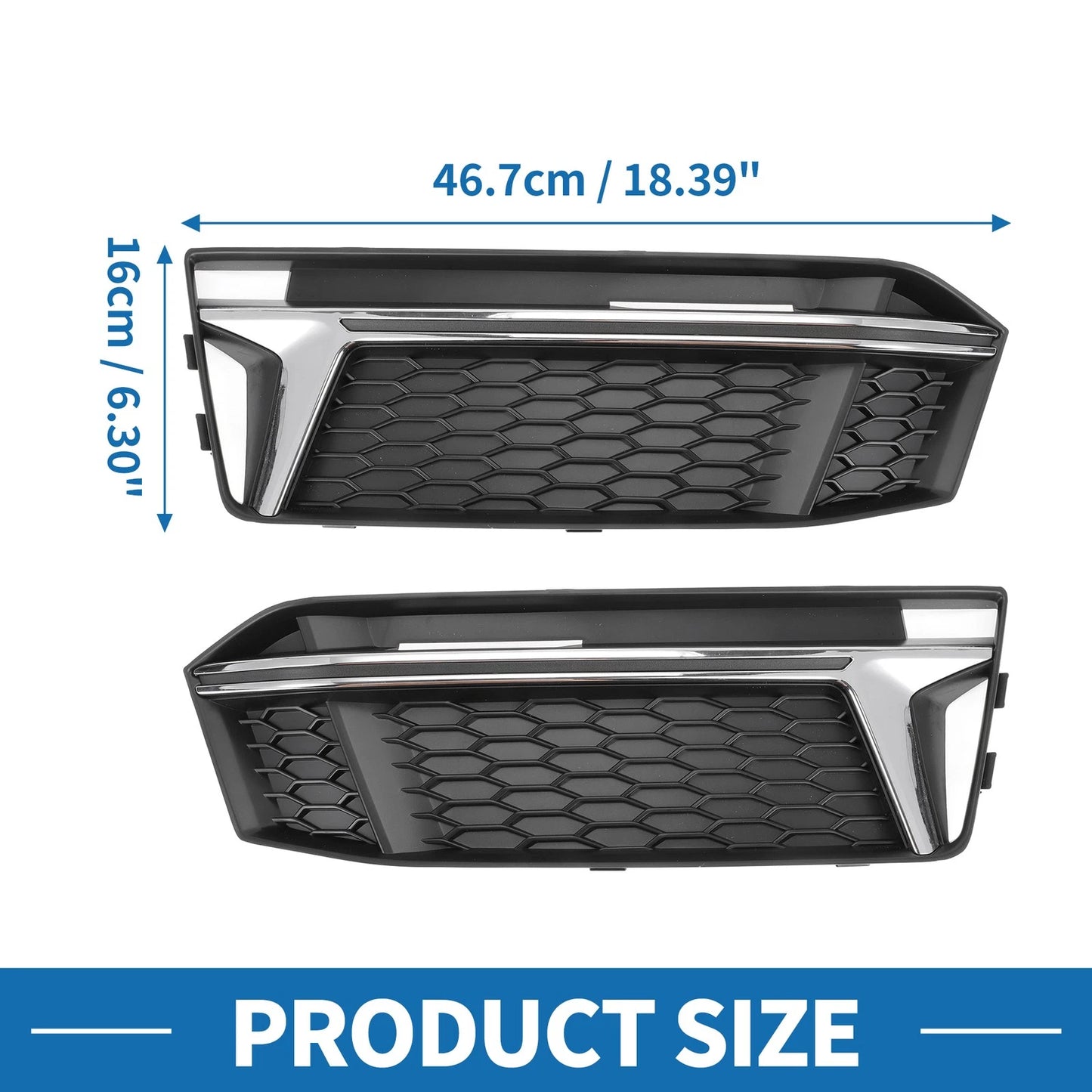 1 Pair Fog Light Grill for Audi S4 A4 B9 (2016–2018) No. 8W0807681K/8W0807682K