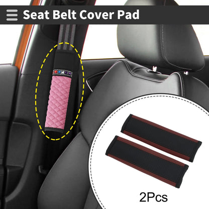 Set of 2 Black Faux Leather Seat Belt Cover Pads for Universal Fit