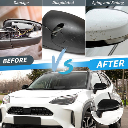 2X Gloss Black Wing Door Rearview Mirror Cover Cap for Toyota Yaris (2012–2019)